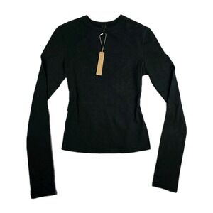 SKIMS Cotton Jersey Long Sleeve T-Shirt SizeSmall Color Soot AP-TSH-0647
